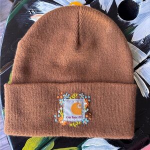 Carhartt Brown Beanie with Embroidered Logo